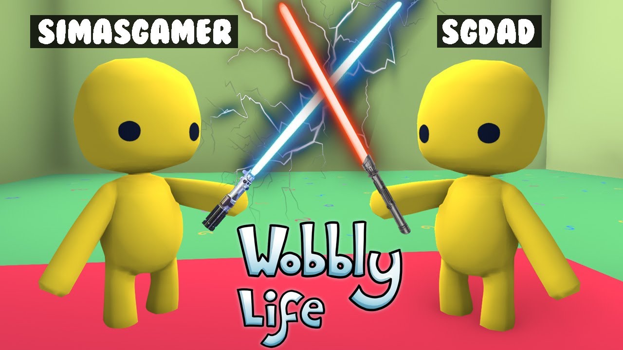 SIMASGAMER VS SGDAD LIGHT SABER DUEL in WOBBLY LIFE