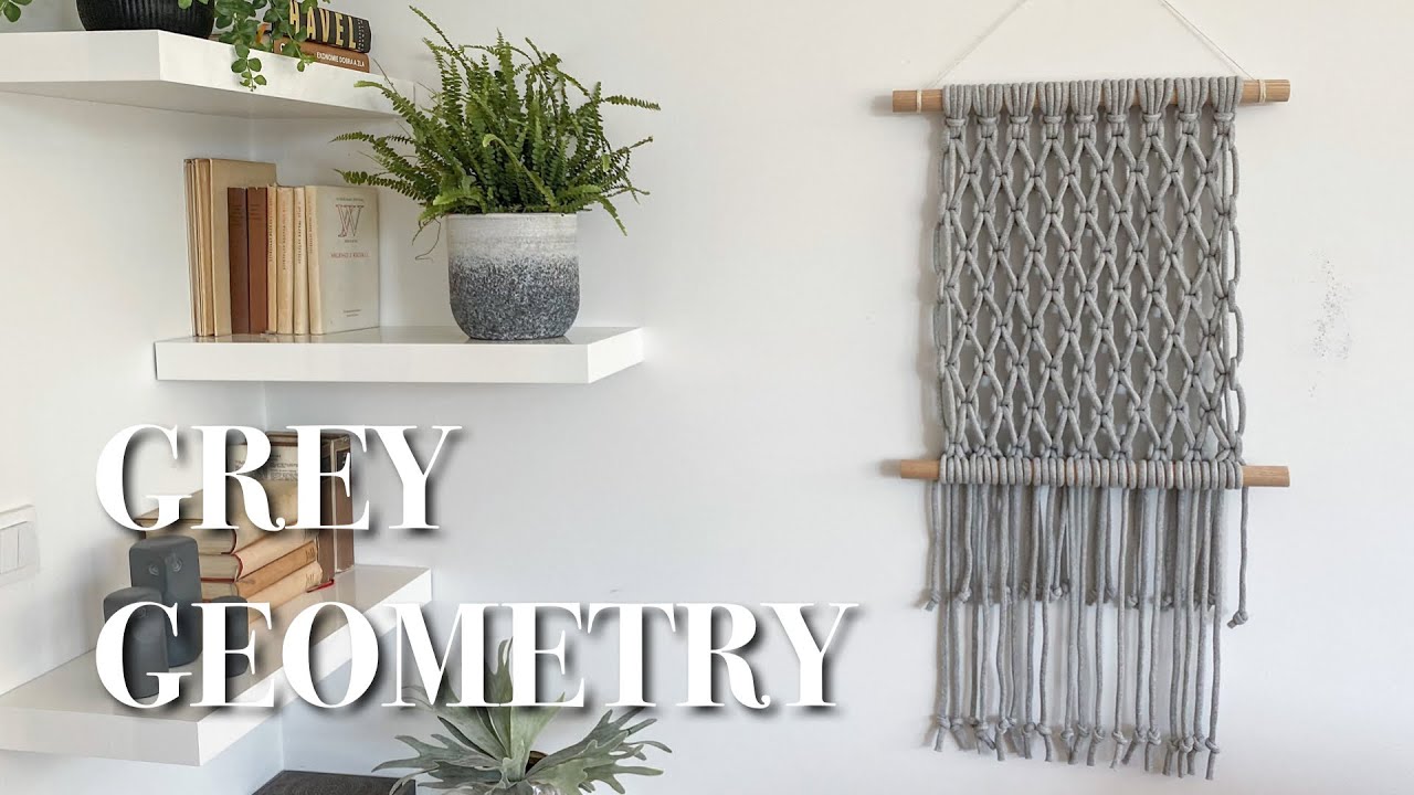 Grey Geometrical MACRAME WALL HANGING | Intermediate pattern