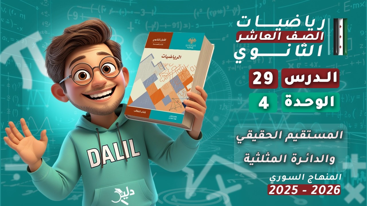 المستقيم الحقيقي والدائرة المثلثية | الدرس 29 الوحدة 4️⃣ جبر رياضيات الصف العاشر المنهاج السوري
