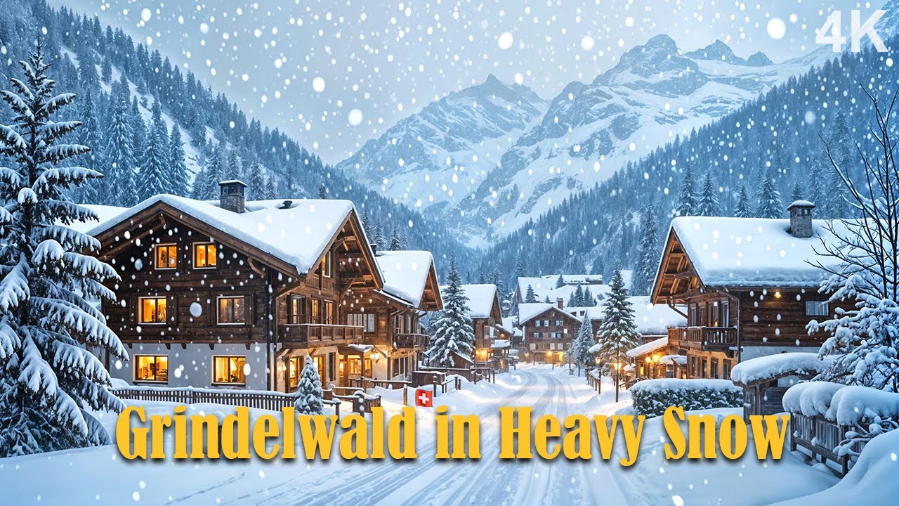 Heavy Snowfall in the Heart of the Swiss Alps | Grindelwald Walking Tour 4K