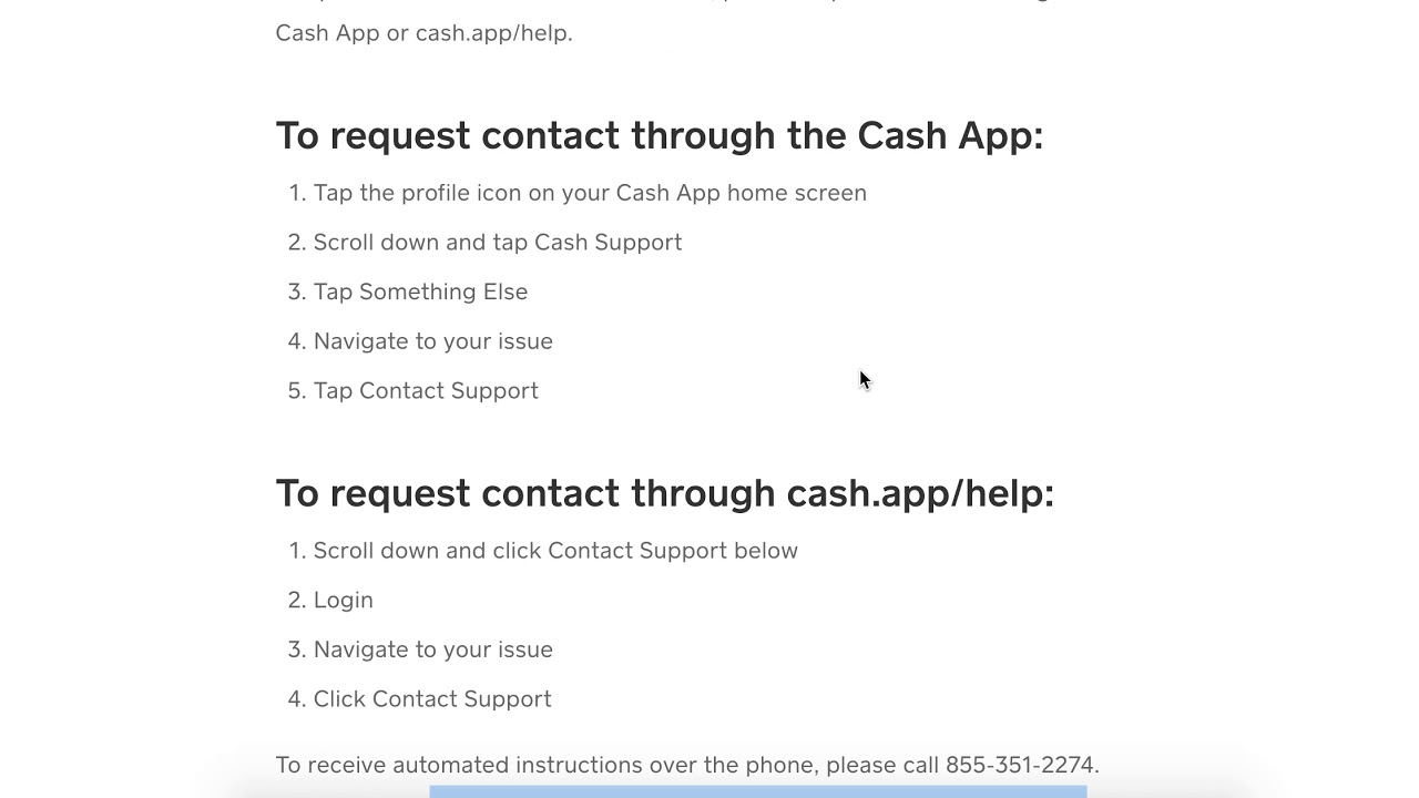 Does cash app have a customer service number?