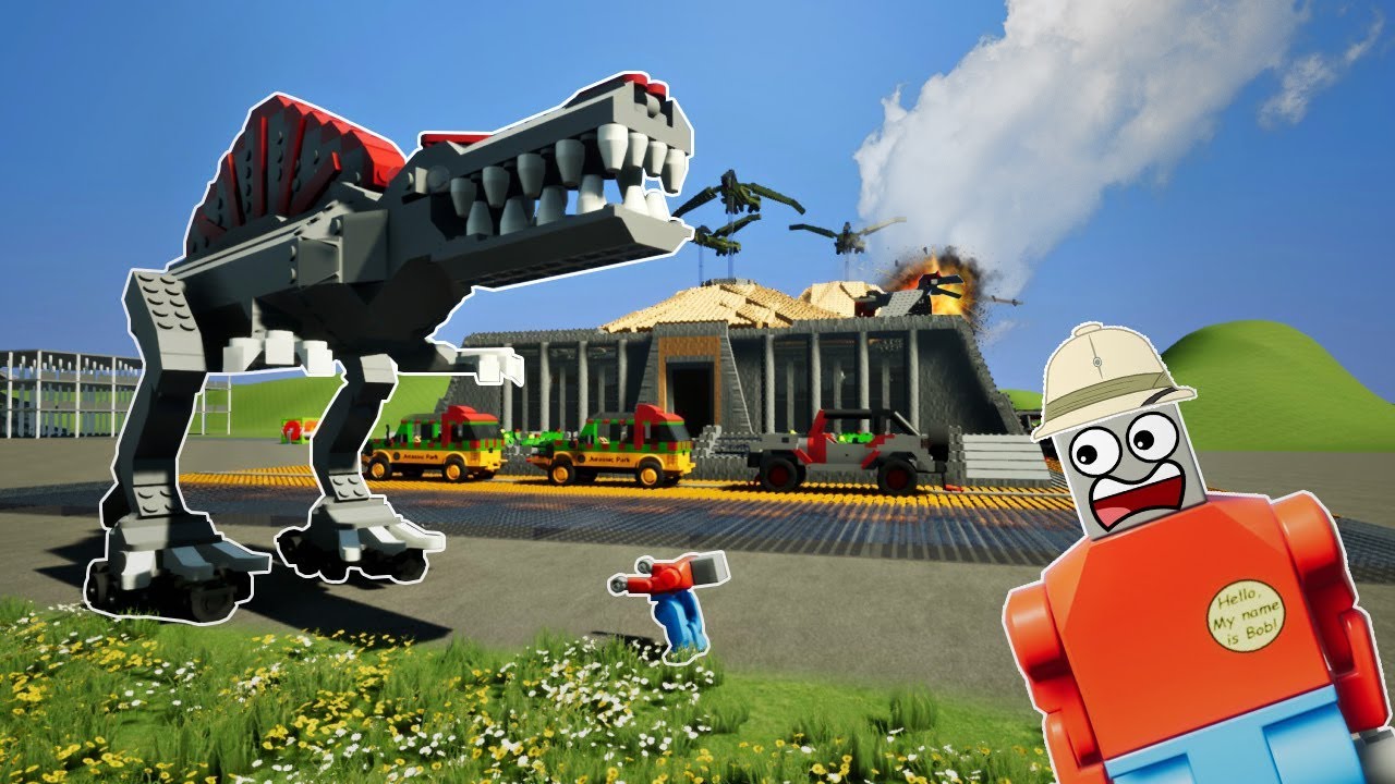 LEGO JURASSIC PARK DINOSAURS DESTROY CITY! - Brick Rigs Gameplay Challenge & Creations
