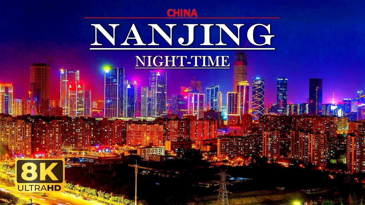 NANJING China🇨🇳at Night Time, The Venice of China Due To Yangtze River Delta, 8k 60Fps Drone Video