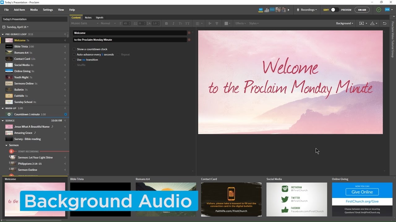 Background Audio - Proclaim Monday Minute