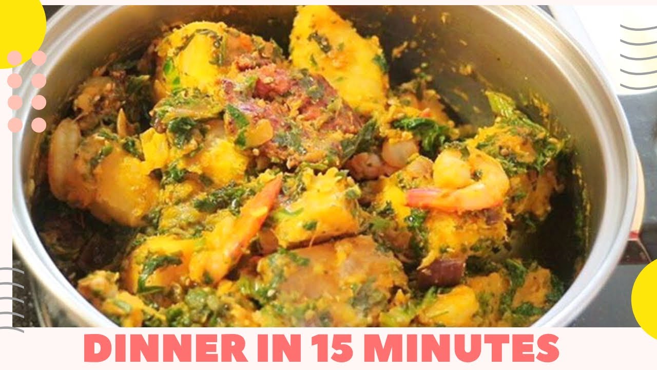15 MINUTES DELICIOUS YAM PORRIDGE WITH OKRO VEGETABLES