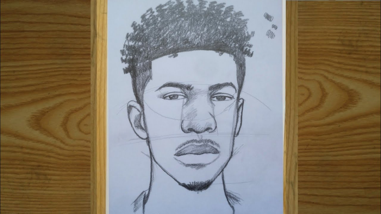 how to draw African boy , how to draw black African-American  , black male face drawing , sketching