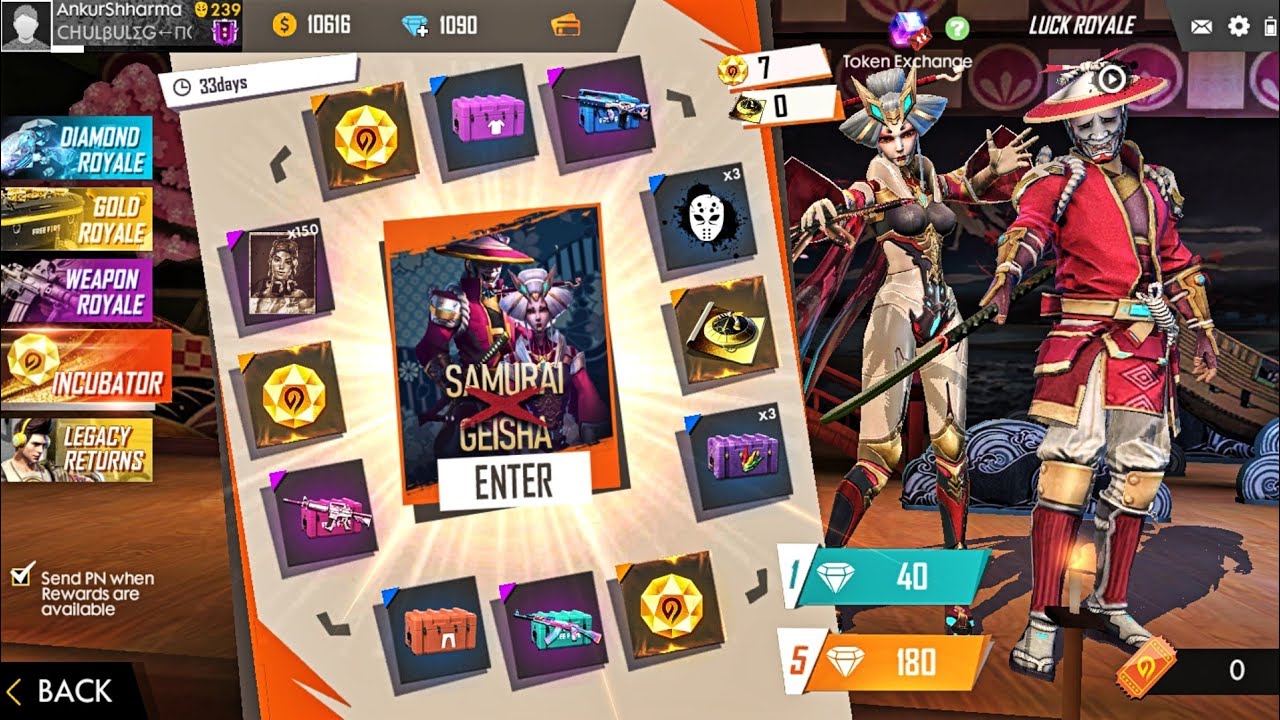 Samurai Geisha in Free Fire Incubator || Collect Samurai Blueprint & Get New Ruby Samurai Bundle