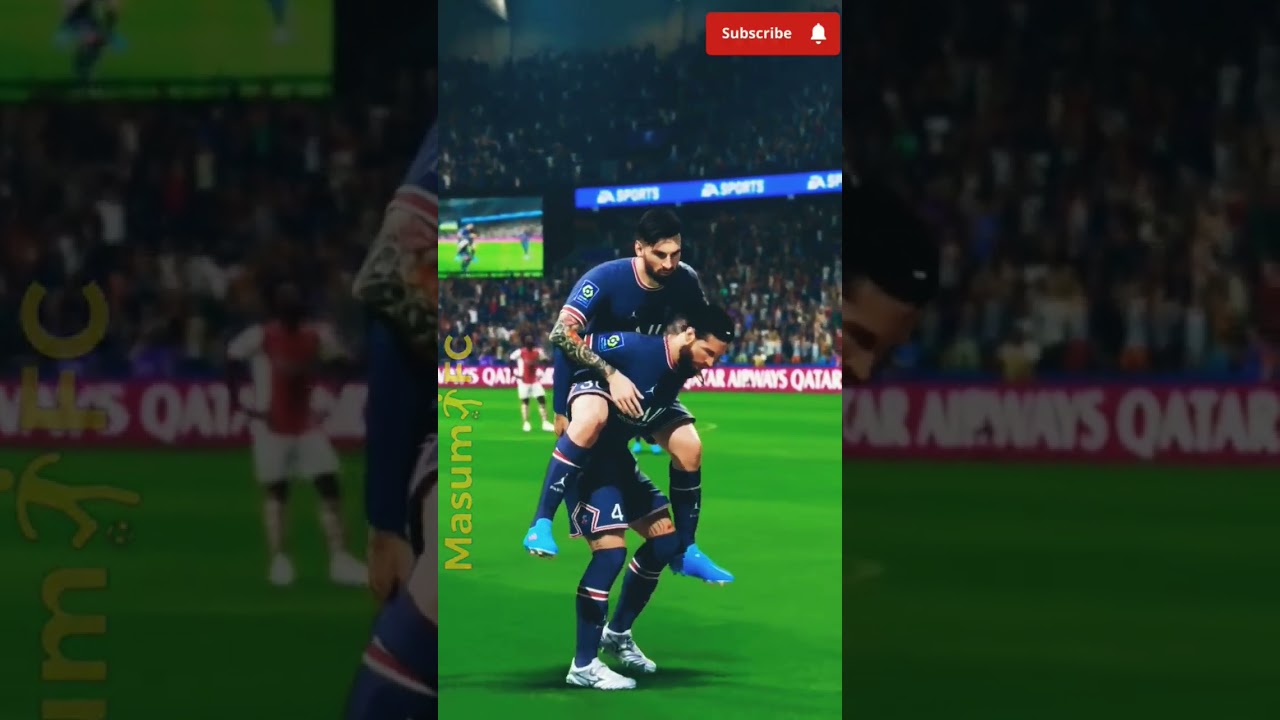 Goal Celebration Messi and Sergio Reims PSG. 