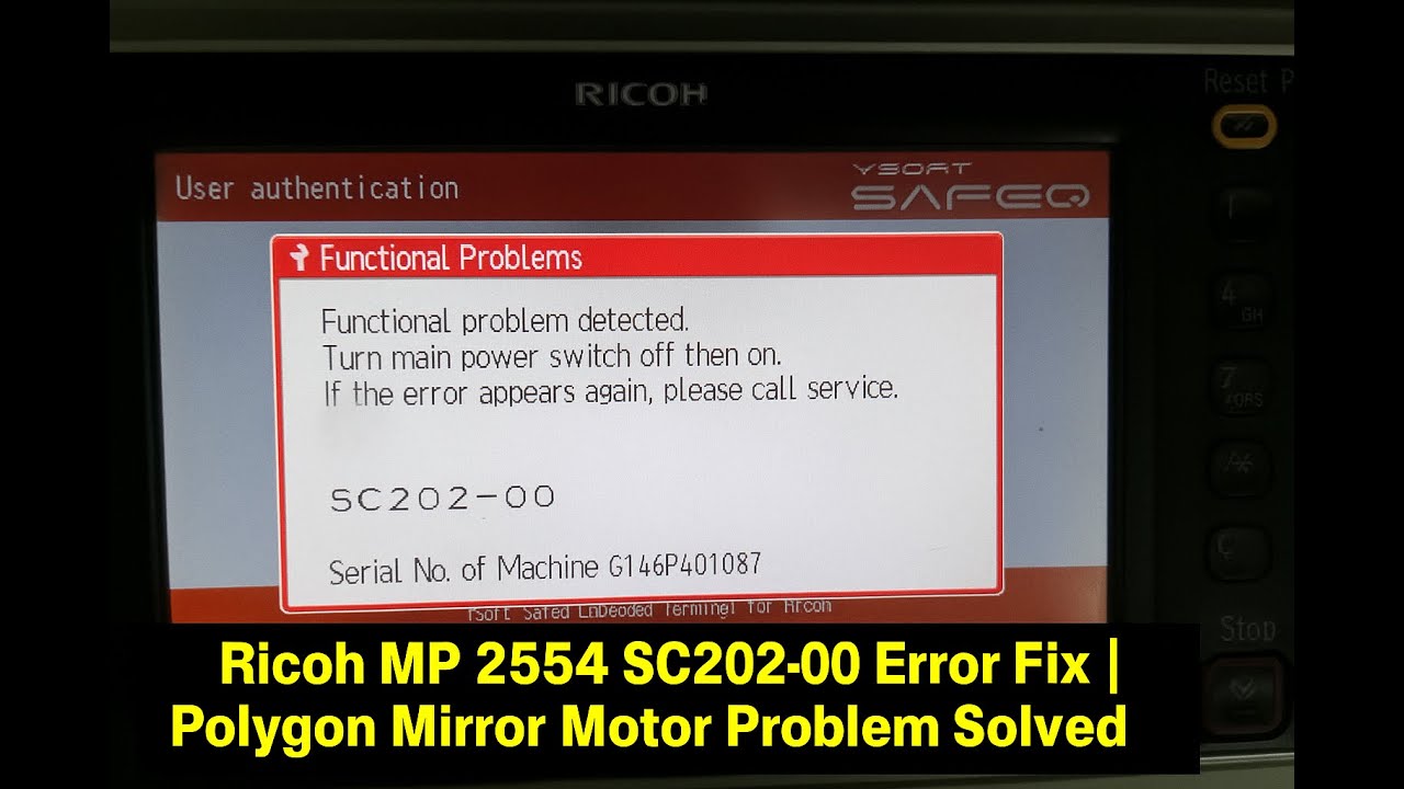 Ricoh MP 2554 SC202-00 Error Fix | Polygon Mirror Motor Problem Solved
