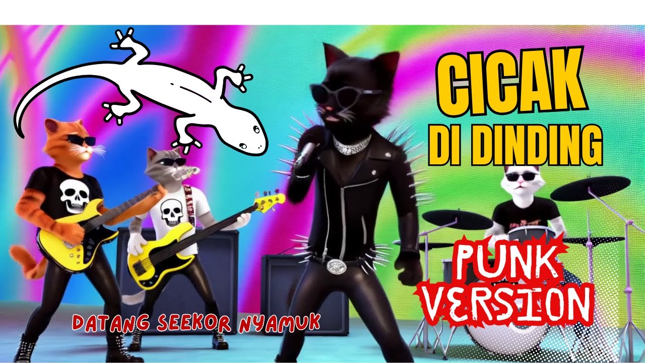 Cicak-Cicak di Dinding - Versi Punk oleh Band Kucing 3D Kartun | Video Musik