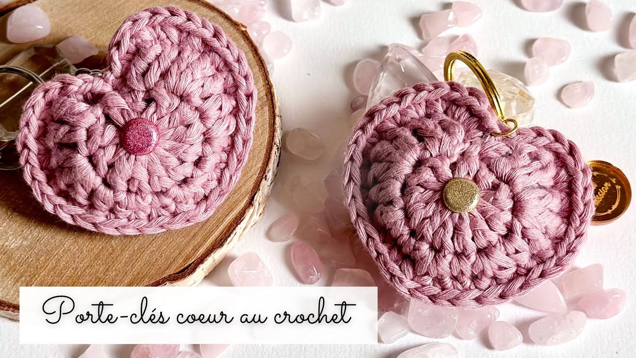 Comment faire un porte-clés au crochet ? 🧶 Modèle Boho coeur Chic Facile Débutant ♡ Tuto Pas à pas