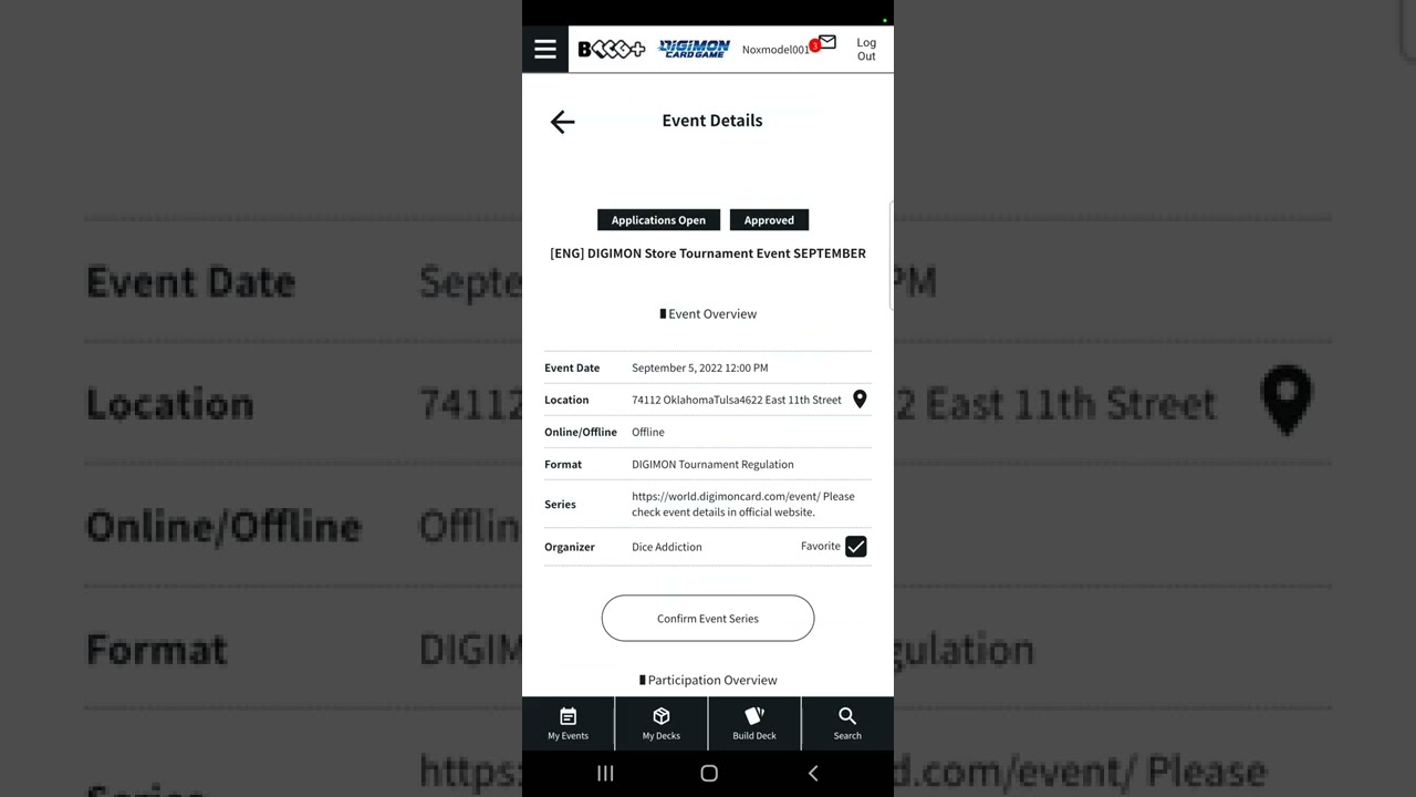 Bandai TCG+ App Event Search Tutorial