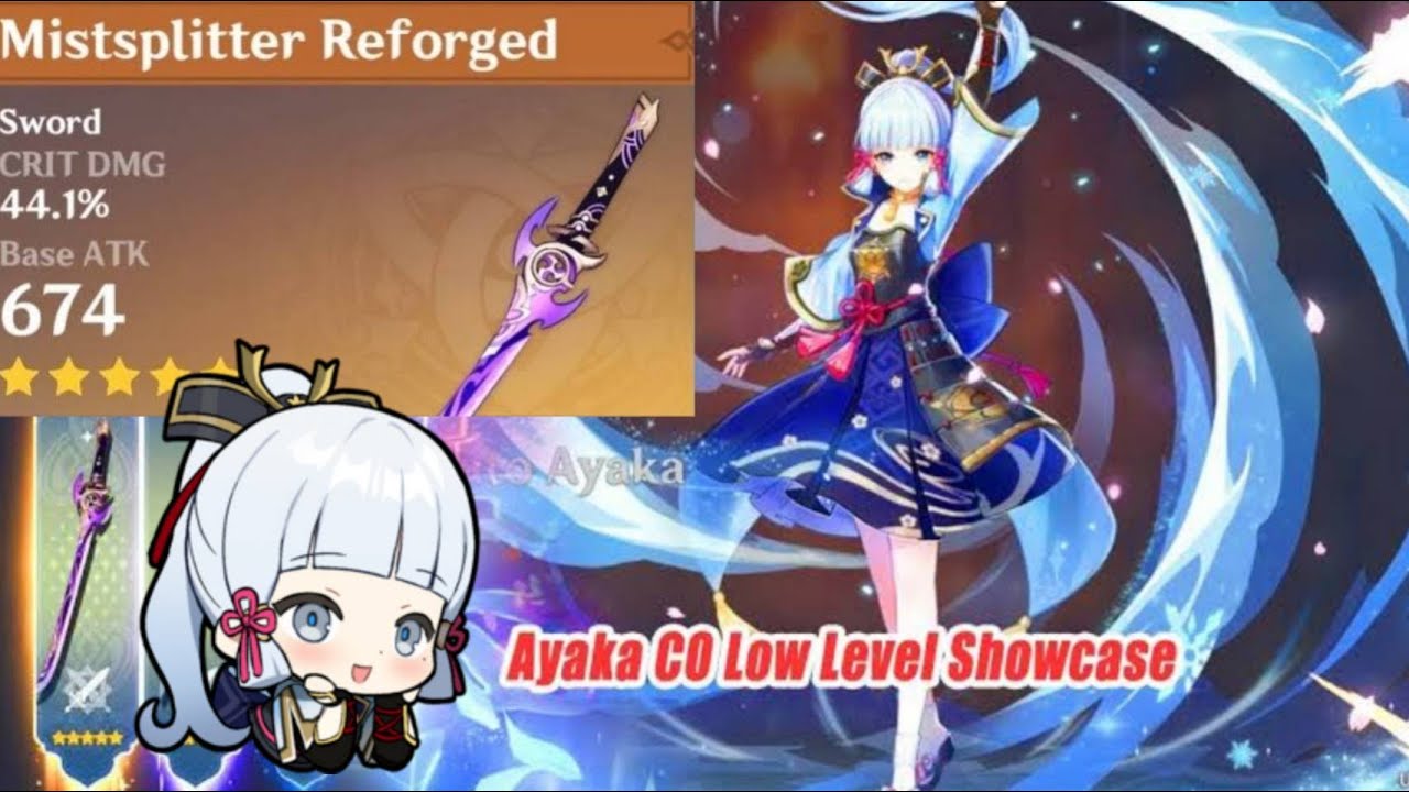 C0 Ayaka lv90 Talent 9/10/10 + Mistsplitter reforged lvl 90 damage test Vs Childe