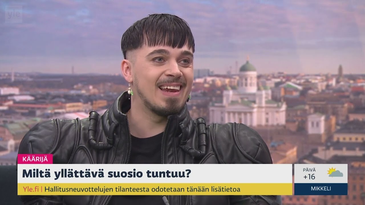 Käärijä in YLE morning TV show interview 17.5.23 (ENG SUB)