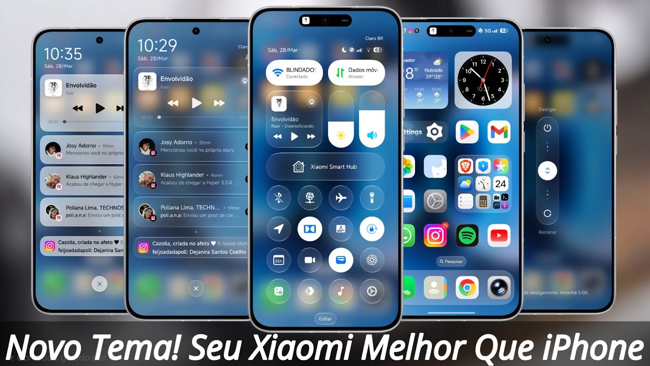 Novo Tema Premium - Control Center - Dock - &Iacute;cones - Liquid Glass - Seu Xiaomi Melhor Que iPhone 
