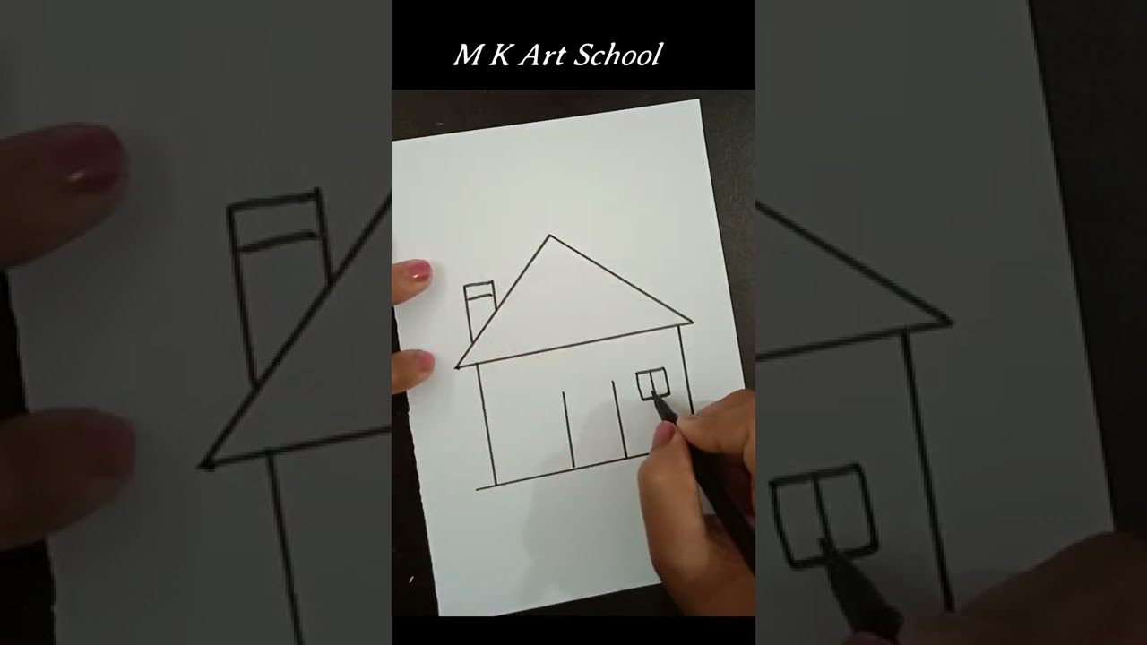 House 🏘️ Drawing With Shape l #shorts #trick #house #drawing