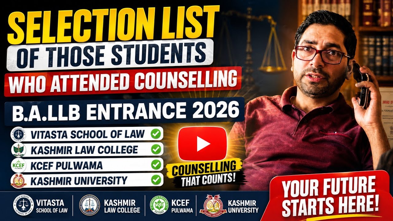 Selection list of those students who attended counselling B.a.llb entrance 2026 #rakibzia 