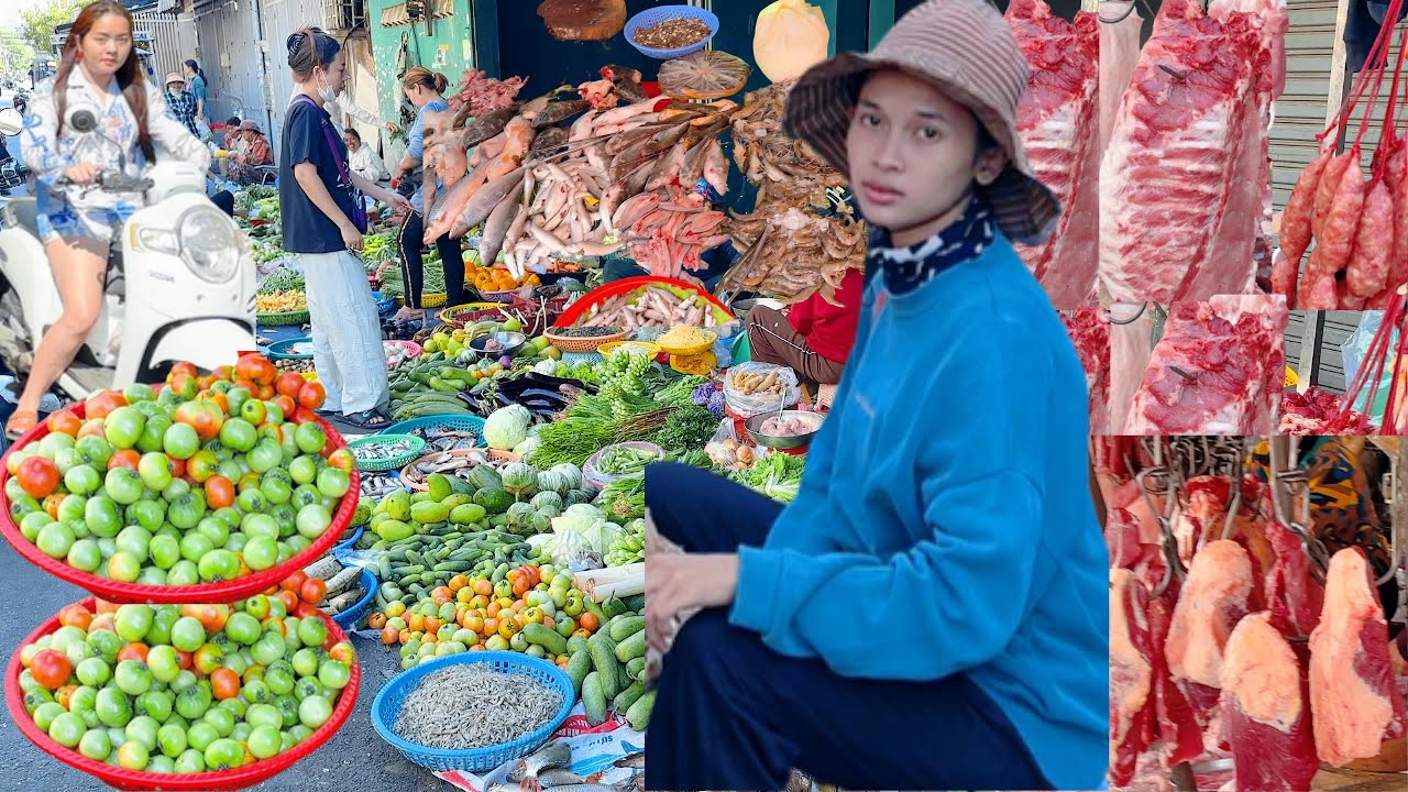Best Walking Tour 2026! CAMBODIAN Food Market Walk, Vegetable, Fruit, Fish & Meat at Samaki Market