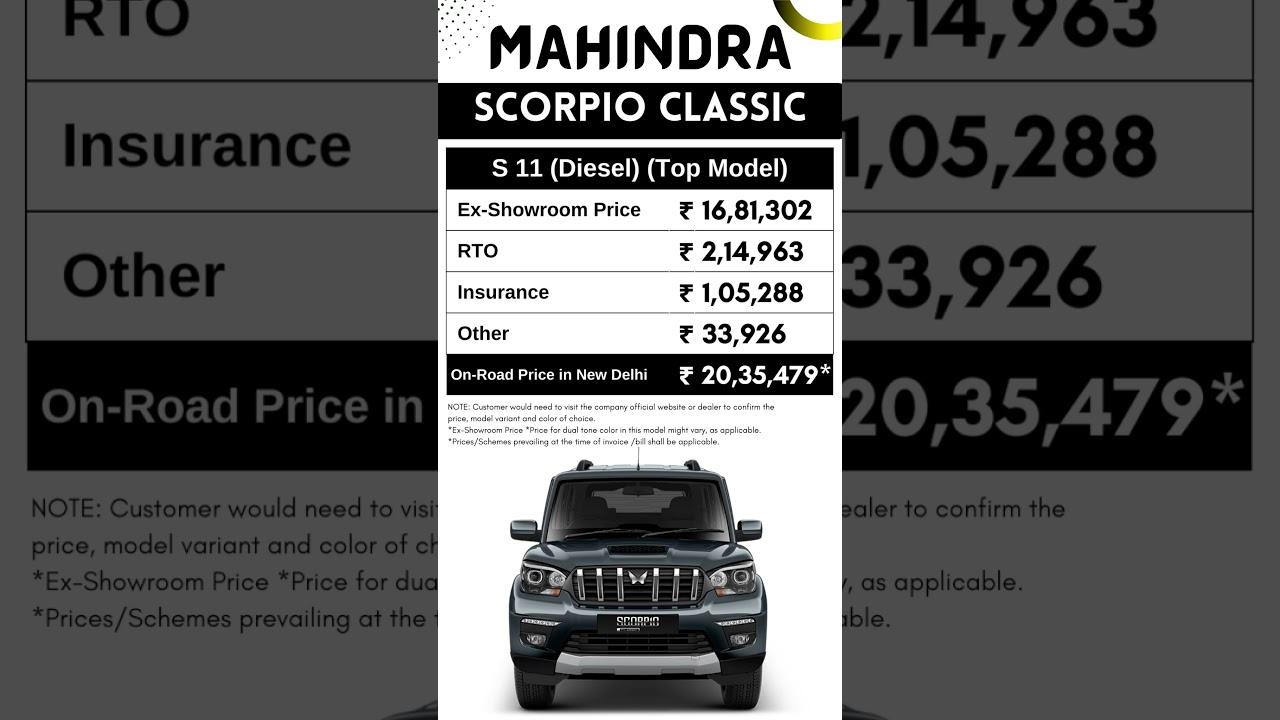 Mahindra Scorpio Classic S 11 Diesel Top Model On Road Price May 2023 | All New Scorpio Classic 2023