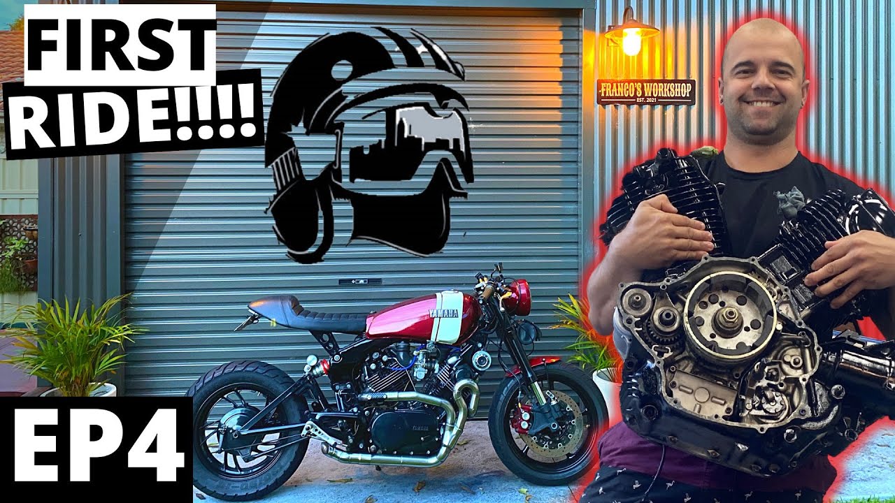 FIRST RIDE after swapping a 1000cc engine into my 1981 [Virago] Cafe Racer Ep4