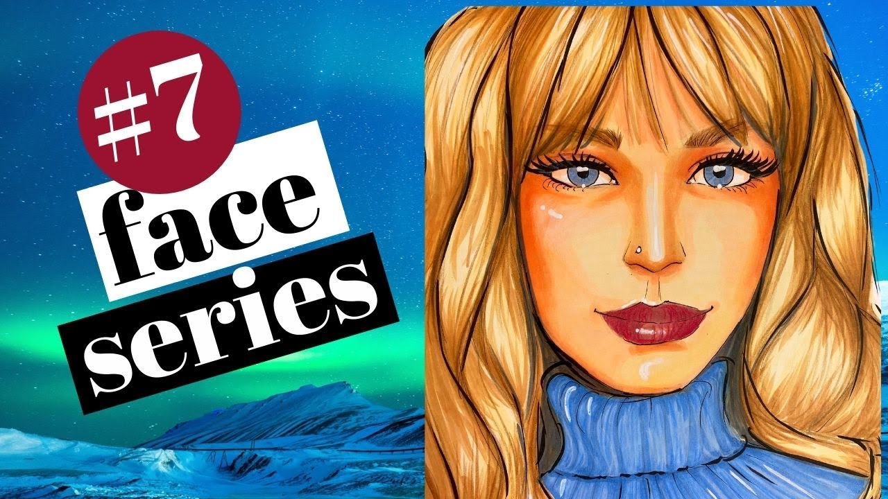 How to DRAW & SHADE a Face with Hair (and BANGS!) in Copic Markers (Whimsical Women #7)