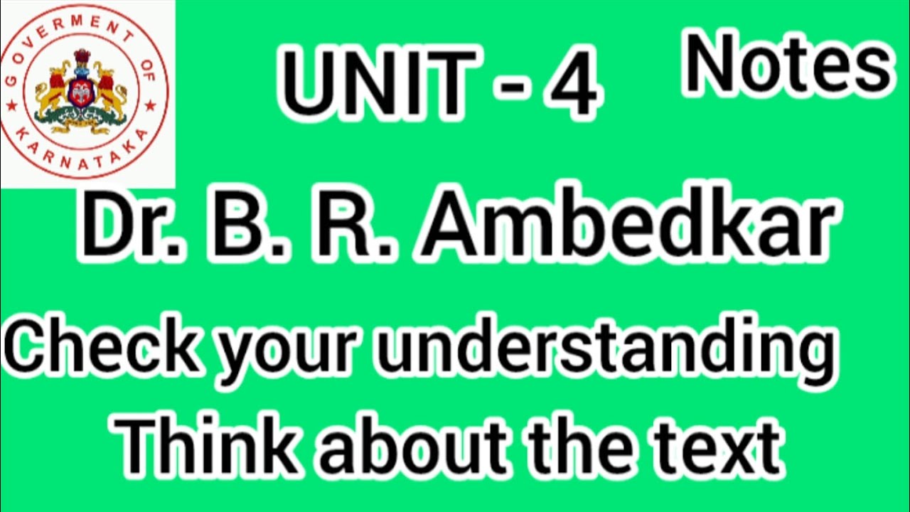 SSLC english Dr. B. R. Ambedkar question and answers.