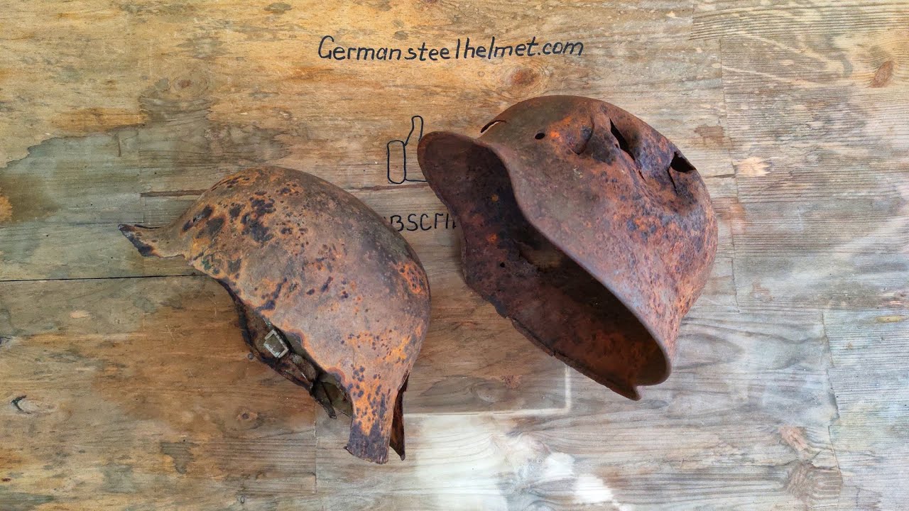 Cleaning WW2 M35 battle damage helmet
