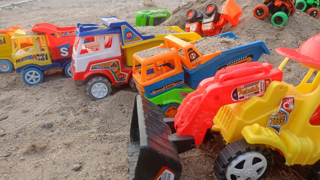 Big truck and small truck l dump truck car bus and aeroplane 