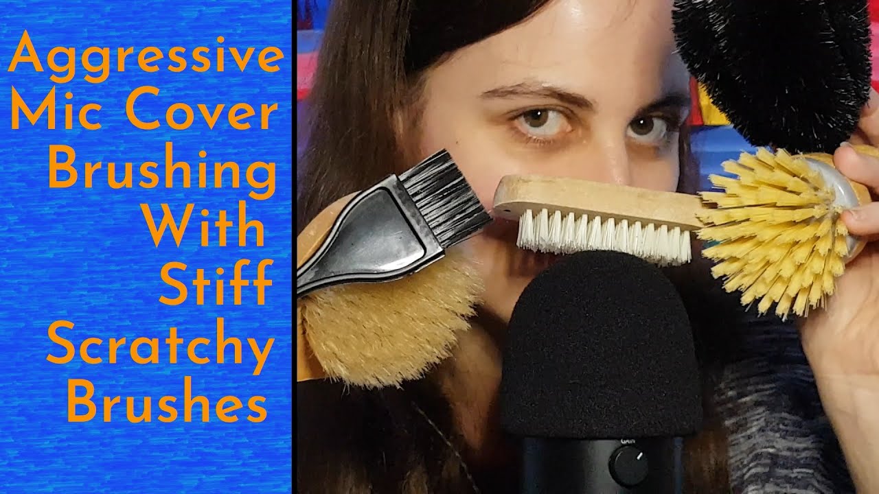 ASMR Aggressive Mic Cover Brushing & Scratching With Stiff Bristle Brushes + Whisper Ramble