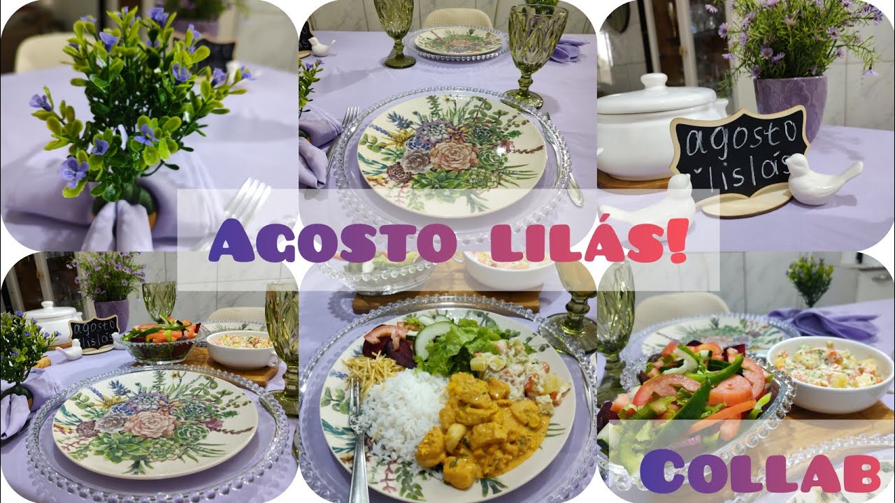 MESA POSTA COM TOALHA DE MESA/ AGOSTO LILÁS 💜ALMOÇO+COLLAB ENTRE AMIGAS !💜