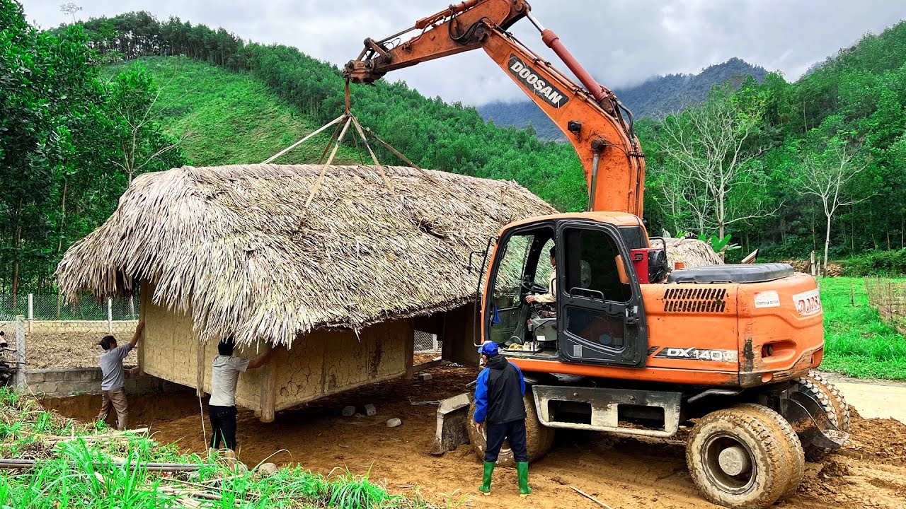 Use excavator to move old house, Prepare to build new house | Building new life, Ep28