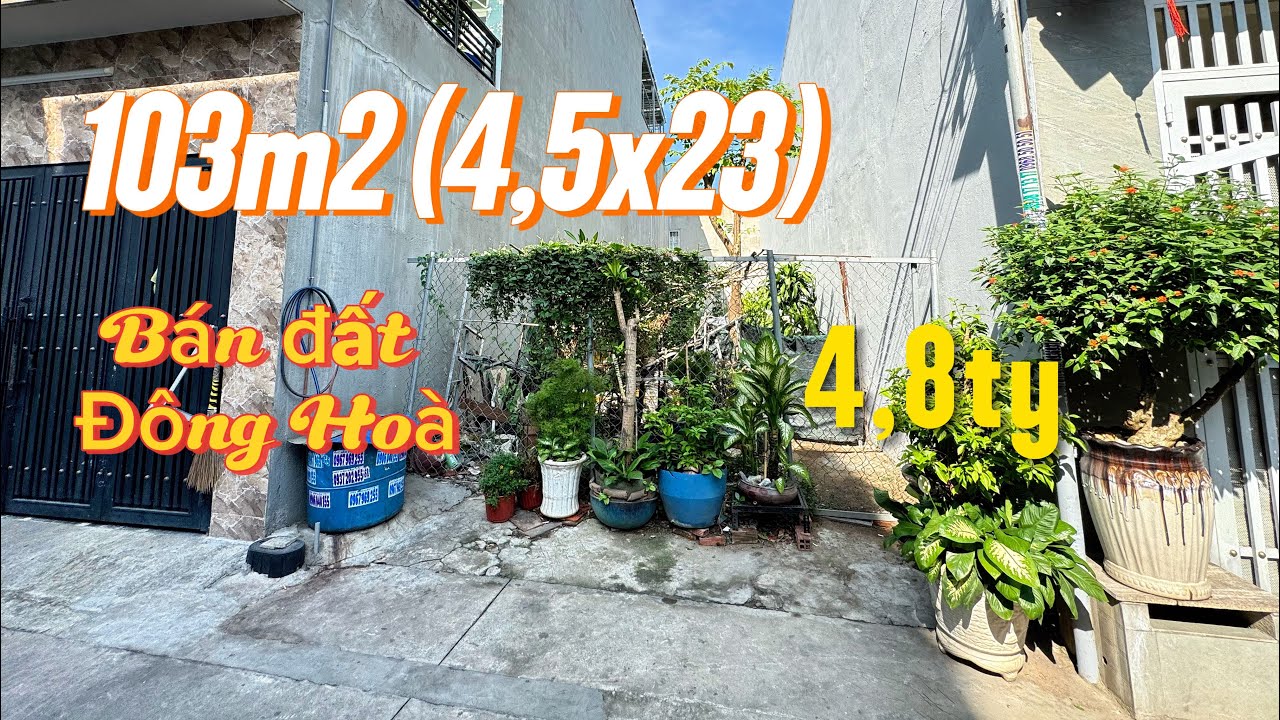 Bán đất Đông Hoà, sát bên hông KDC Hoàng Hùng. 103m2 ( full thổ cư). Giá 4,8ty . Sổ riêng 