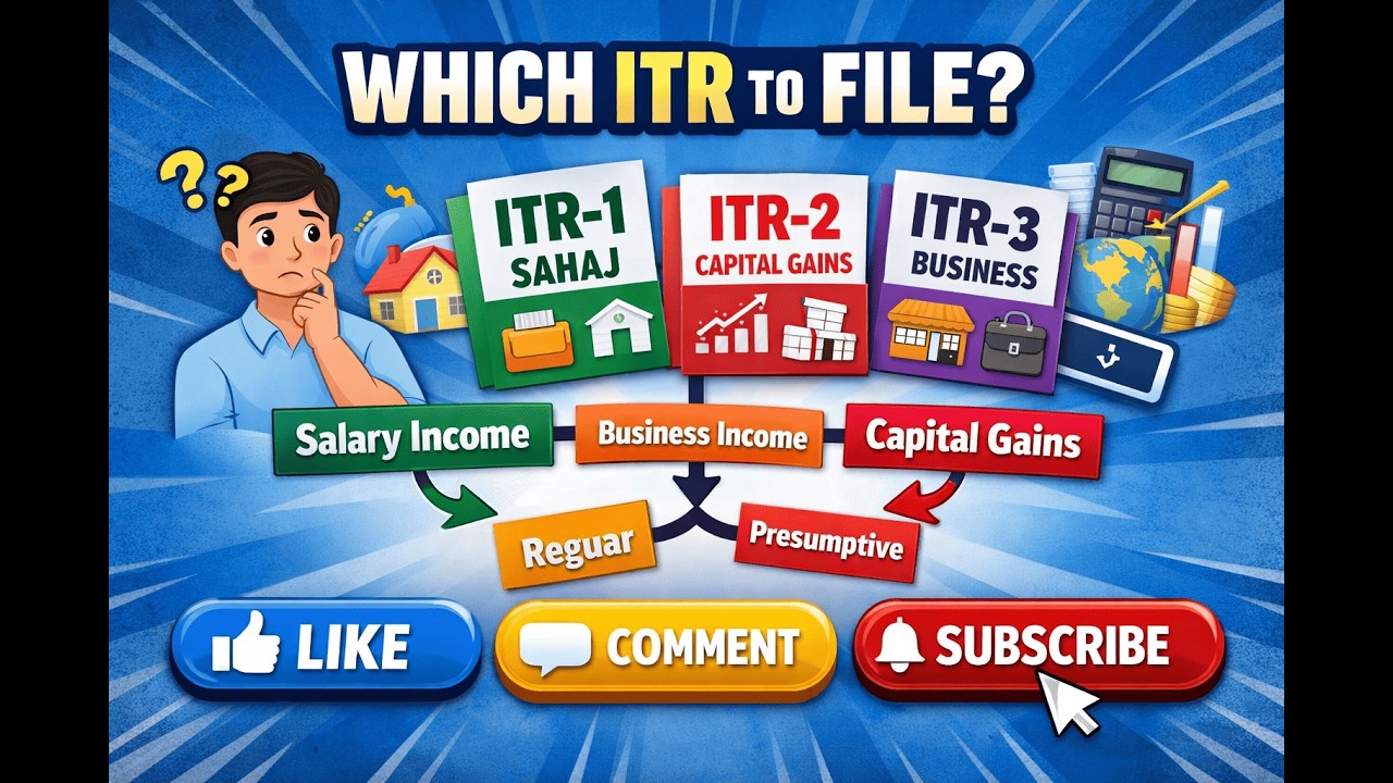 How to Chose Correct ITR form form filing return of Income Watch, Understand and Learn