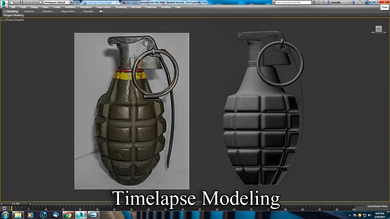 3ds max Mk2 Grenade - Timelapse modeling