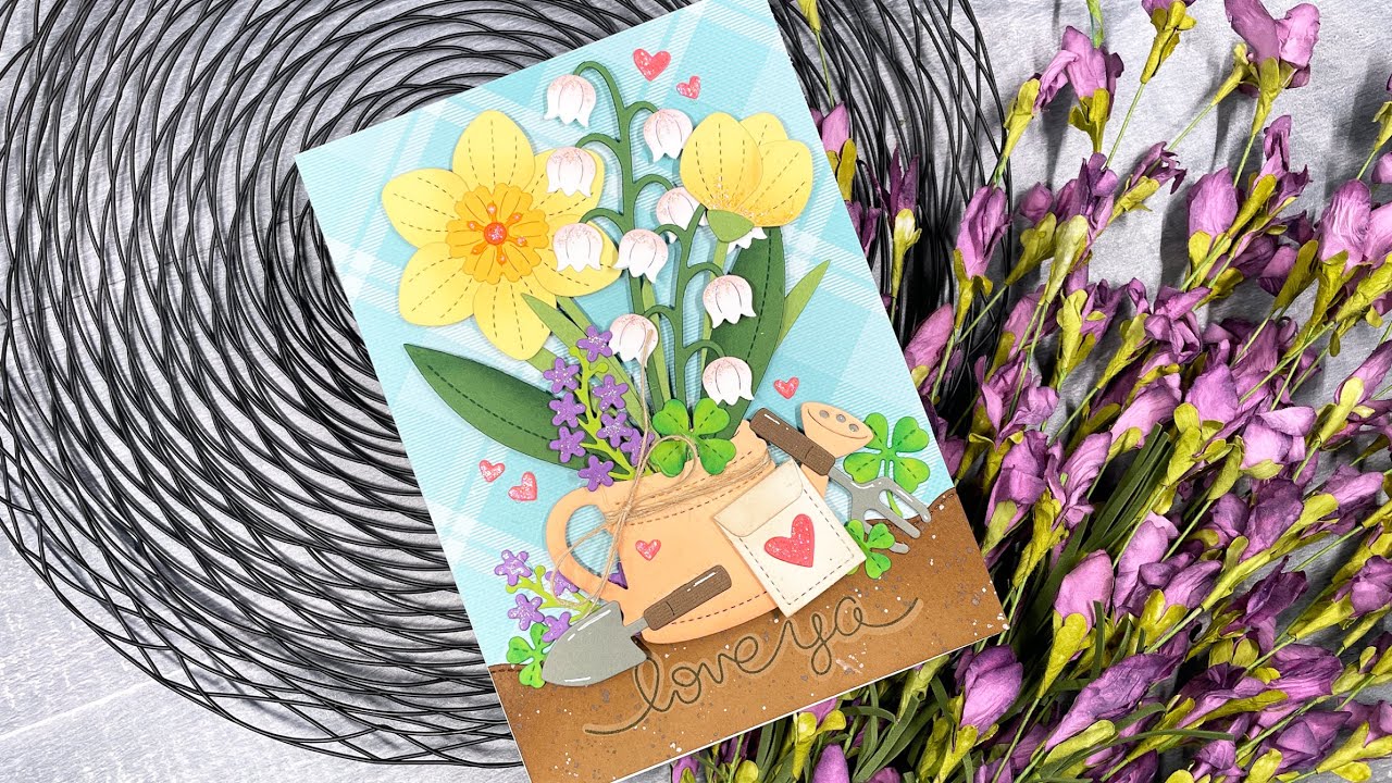 Die cut floral bouquet card with Chari