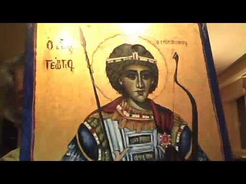 Icon of Saint George the Victorious and Miracle-Worker egg-tempera Icon