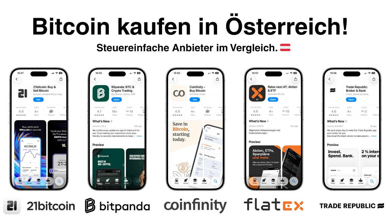 Steuereinfach Bitcoin kaufen in Österreich - Bitpanda, flatex, Trade Republic uvm. im Vergleich!
