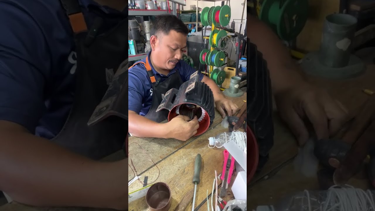 พันขดลวดมอเตอร์มิตซูสามแรงไฟ 380 โวลต์  ￼ งาน พันมือครับ
