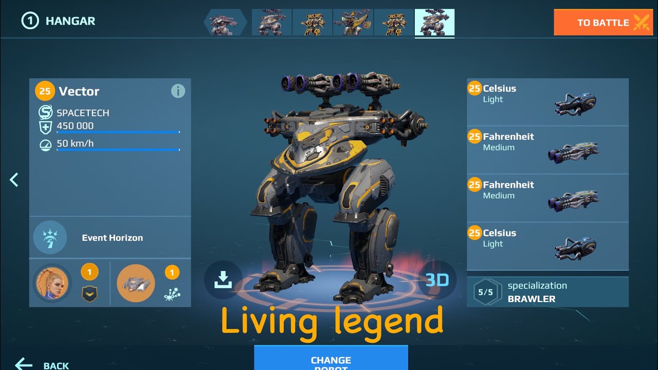 Vector , the rising star in war robots game , war robots test server