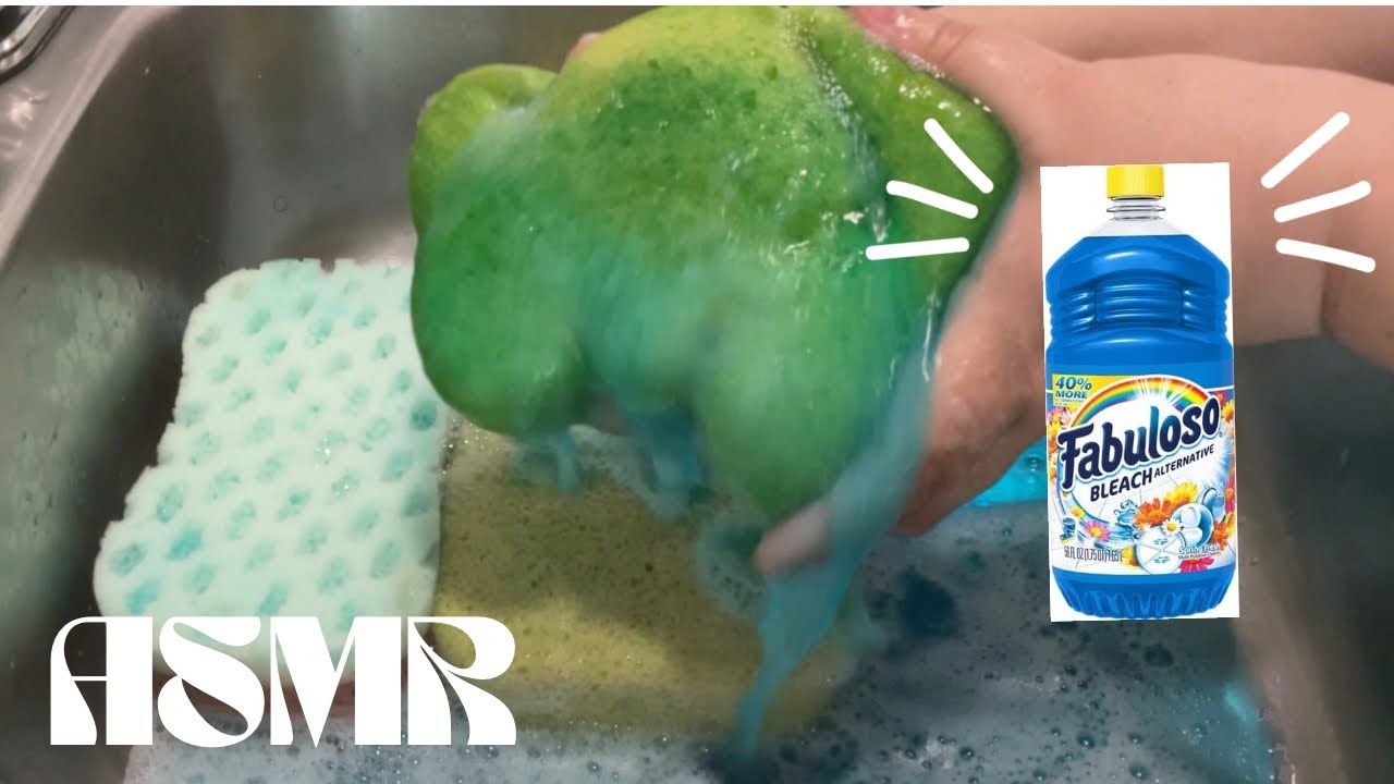 ASMR Blue Fabuloso Sponge Squeeze 💙🌀🧞‍♂️🐋🦋🐬🐳🔵