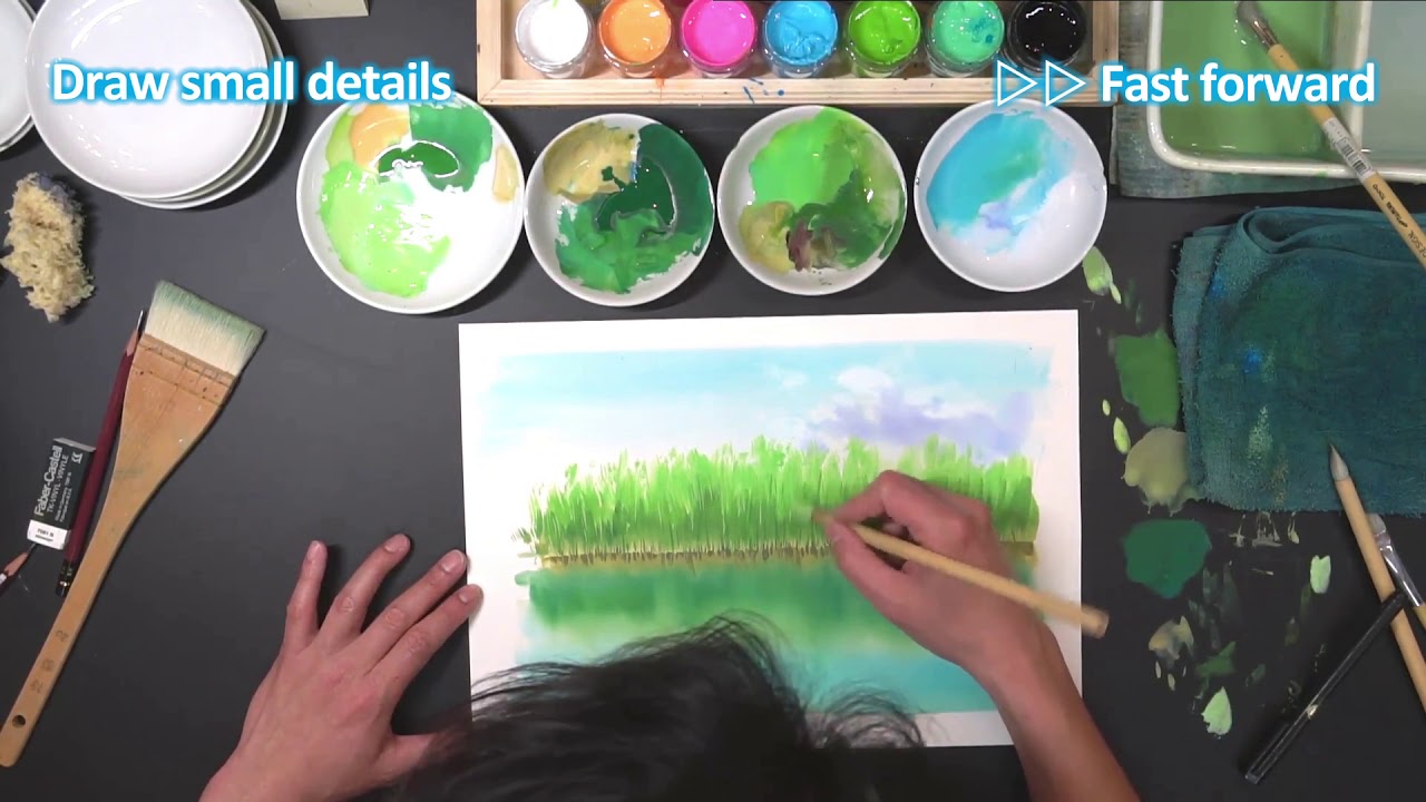 How to painting a water surface【poster color techniques】
