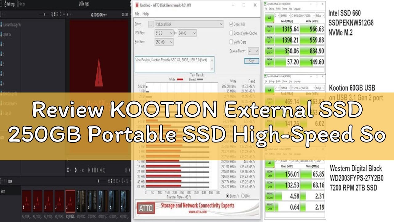 Review KOOTION External SSD 250GB Portable SSD High-Speed Solid State Drive, Read up to 500MB/s & Wr
