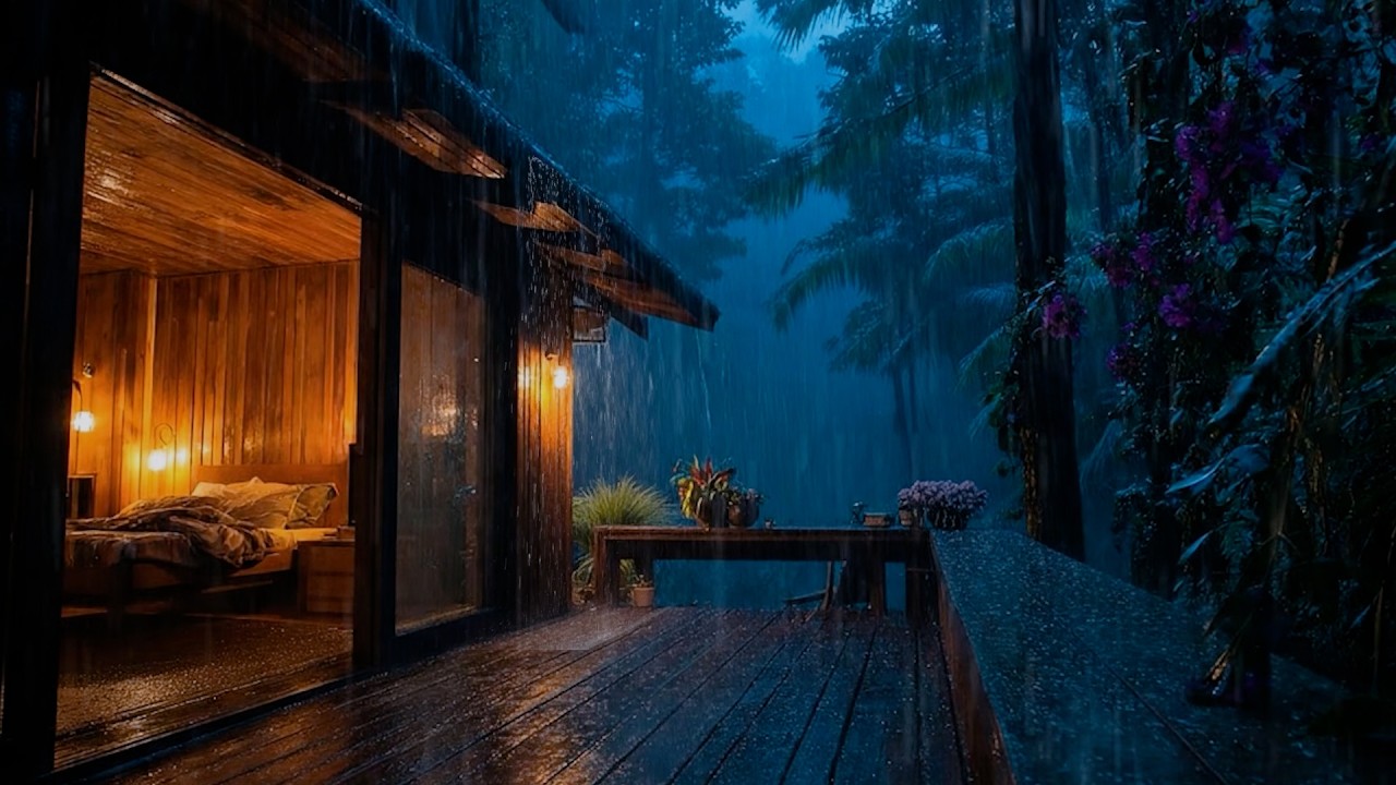 Peaceful Rain Rhythm 🌧️| Rain in the Forest Cabin For Insomnia Relief & Good Sleep