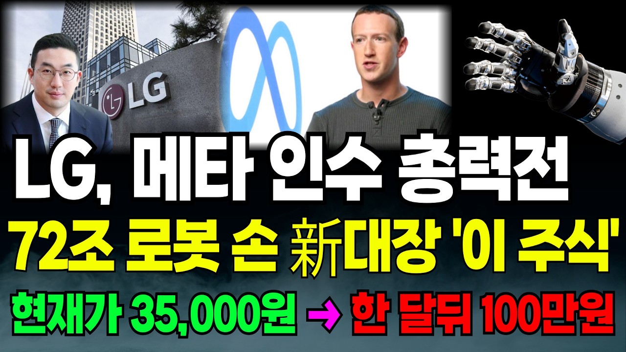 [긴급속보]🚨LG, 메타 인수 총력전 72조 로봇 손 新대장 '이 주식' 현재가 35,000원 → 한 달뒤 100만원 명절 지나고 개장하면 사모아라 로보티즈 레인보우로보틱스 급등주