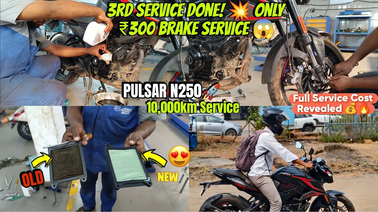 PULSAR N250 SERVICE AT BAJAJ CENTRE 💥 | MAINTENANCE COST AFTER 10,000KM!
