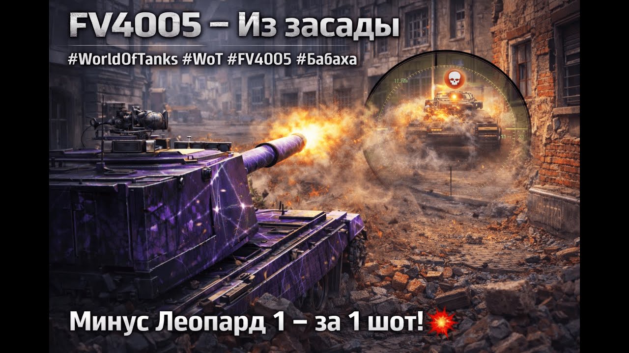 FV4005 — Минус Leopard 1 за 1 шот 💥 #WorldOfTanks #WoT #FV4005 #Бабаха
