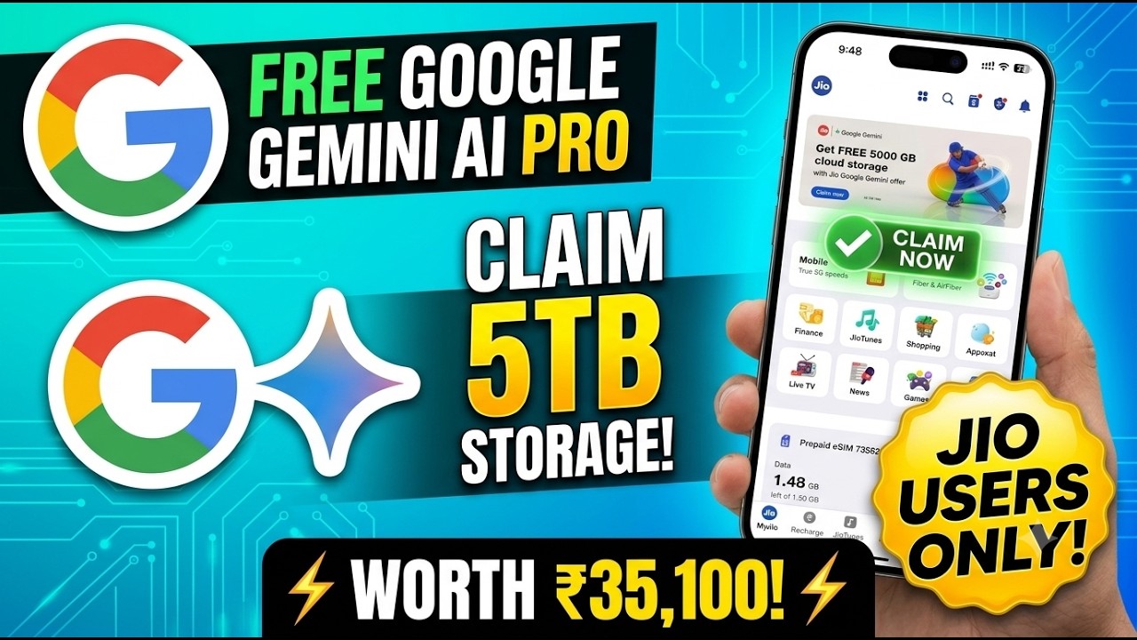 How to Claim FREE Google Gemini AI Pro & 5TB Storage on Jio! (Worth