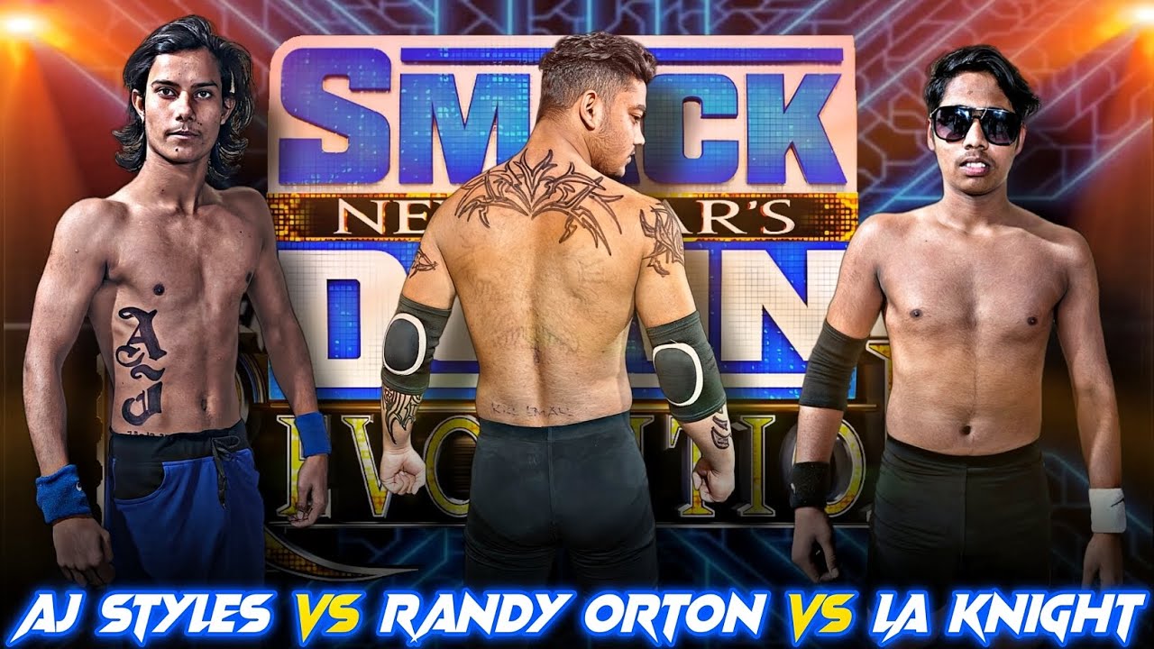 WWE SmackDown - Randy Orton vs Aj Styles vs La Knight Full Match | Backyard Wrestling