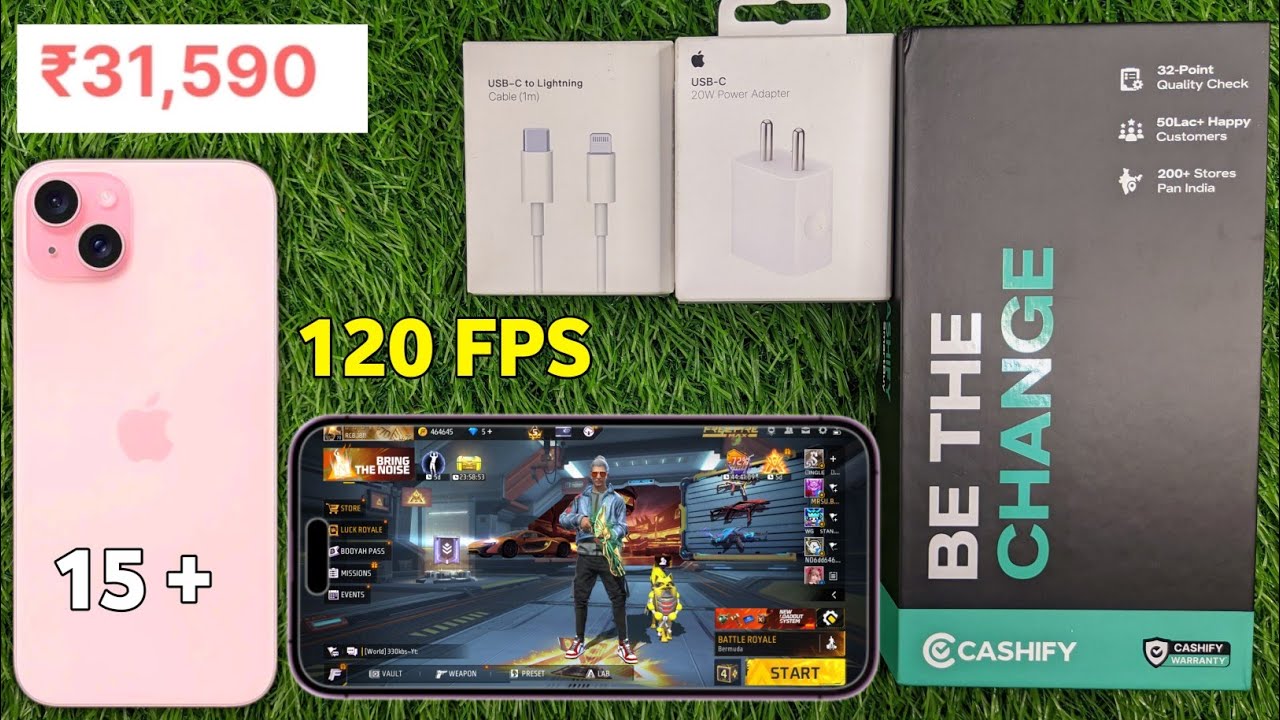 iPhone 15 plus good condition unboxing cashify / iphone 15 plus gaming test / 15 plus free fire test