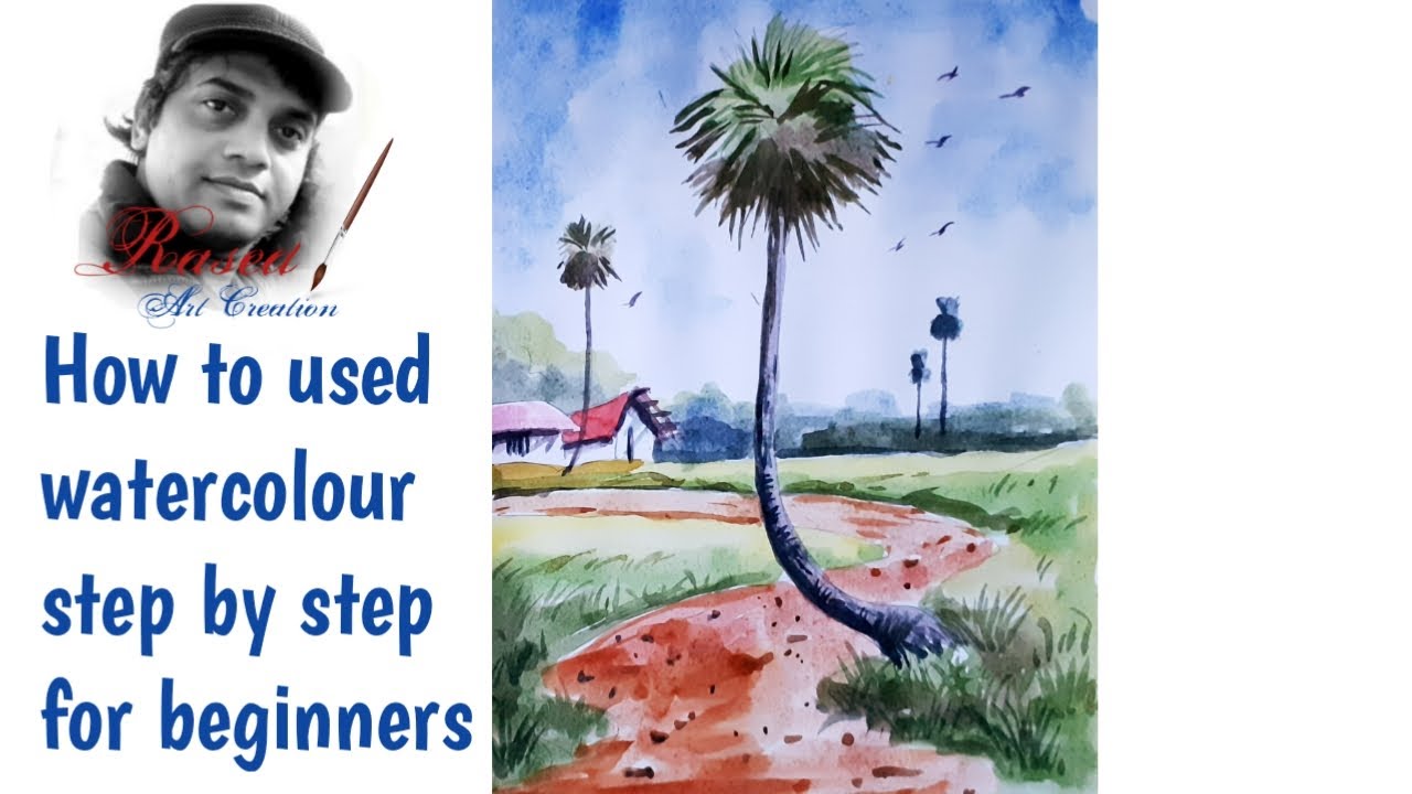 How to use watercolour in scenery step by step for beginners / easy watercolour scenery